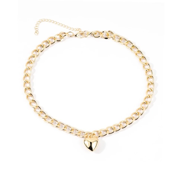 Heart pendant choker chunky chain necklace new - Picture 3 of 4